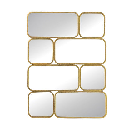 Miroir mural décoratif de luxe de 32 pouces, 8 cadres en métal incurvé finition dorée