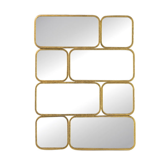 Miroir mural décoratif de luxe de 32 pouces, 8 cadres en métal incurvé finition dorée