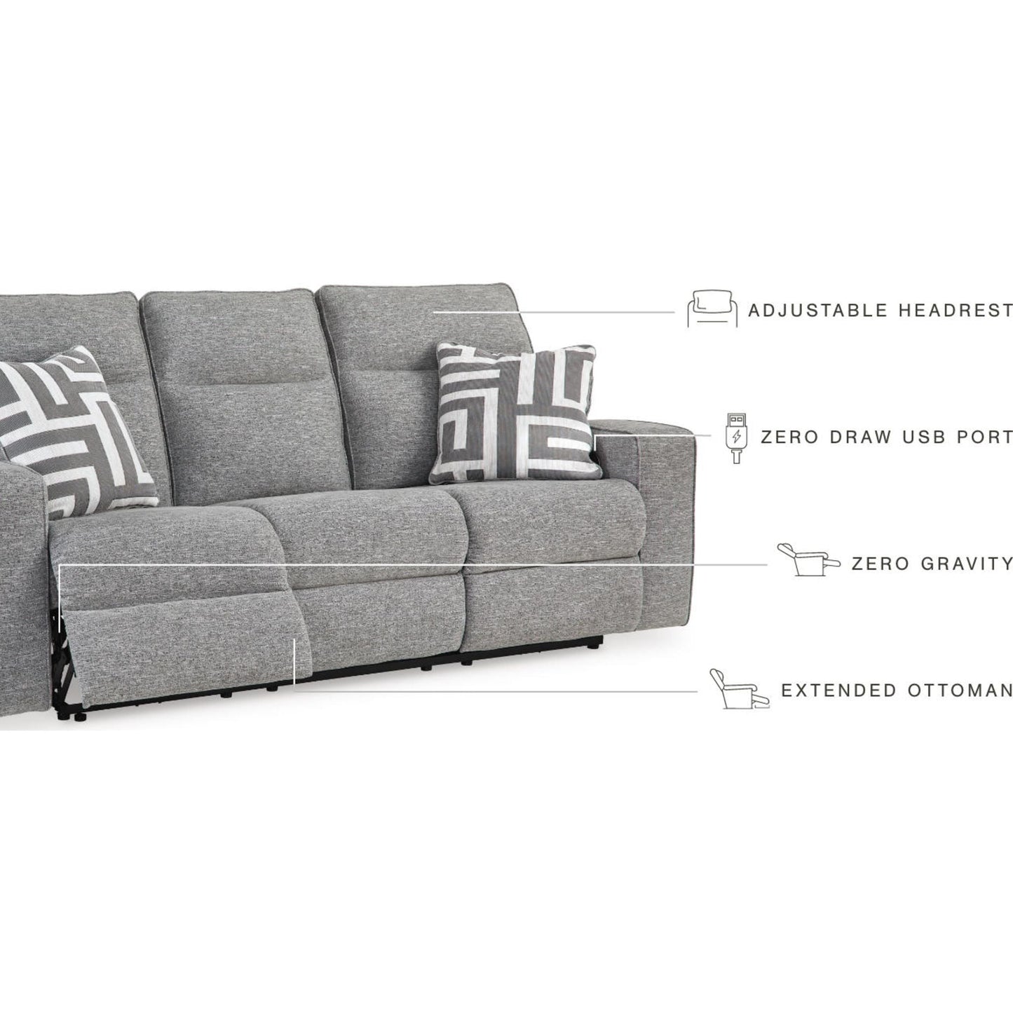 Canapé inclinable électrique exclusif Biscoe avec appui-tête réglable