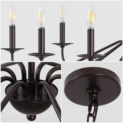 Lustre LED en fer à 6 lumières de 34,75 pouces, par JONATHAN Y