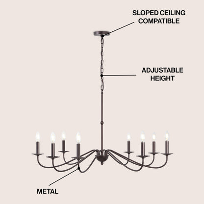 Lustre LED en fer à 6 lumières de 34,75 pouces, par JONATHAN Y