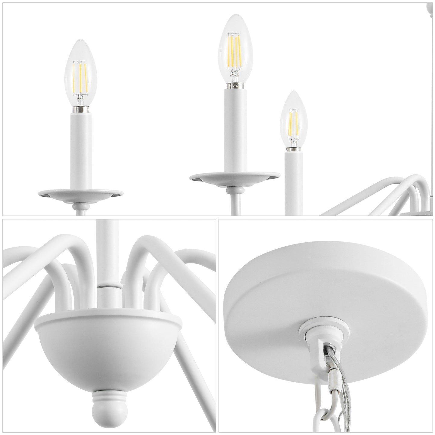 Lustre LED en fer à 6 lumières de 34,75 pouces, par JONATHAN Y