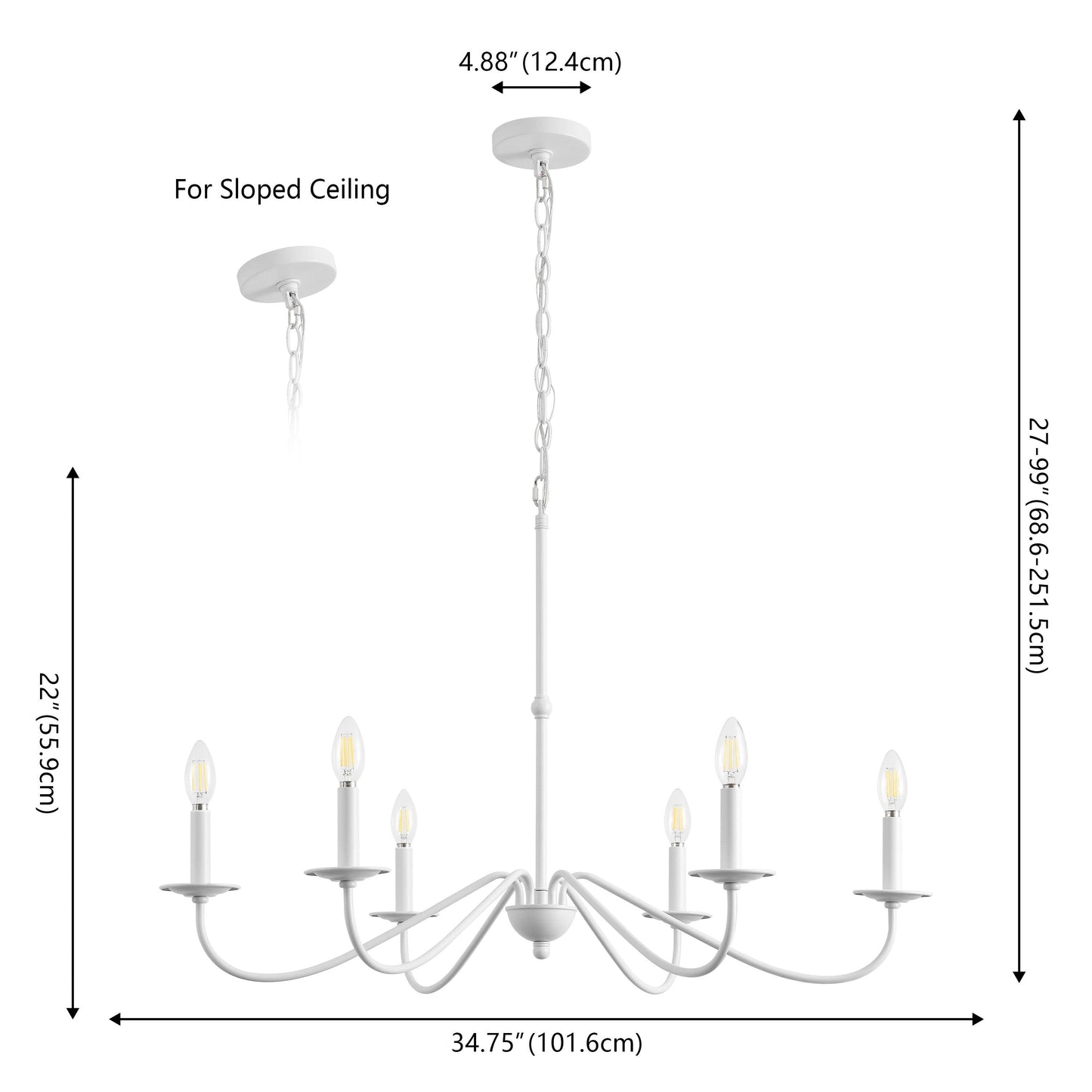 Lustre LED en fer à 6 lumières de 34,75 pouces, par JONATHAN Y