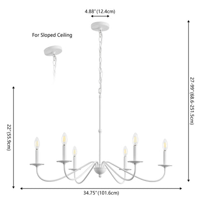 Lustre LED en fer à 6 lumières de 34,75 pouces, par JONATHAN Y