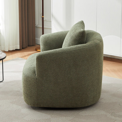 Fauteuil pivotant à 360°, fauteuil d'appoint en bouclette de 38,2 cm avec coussin décoratif, fauteuil-canapé rembourré de forme cylindrique avec accoudoirs incurvés