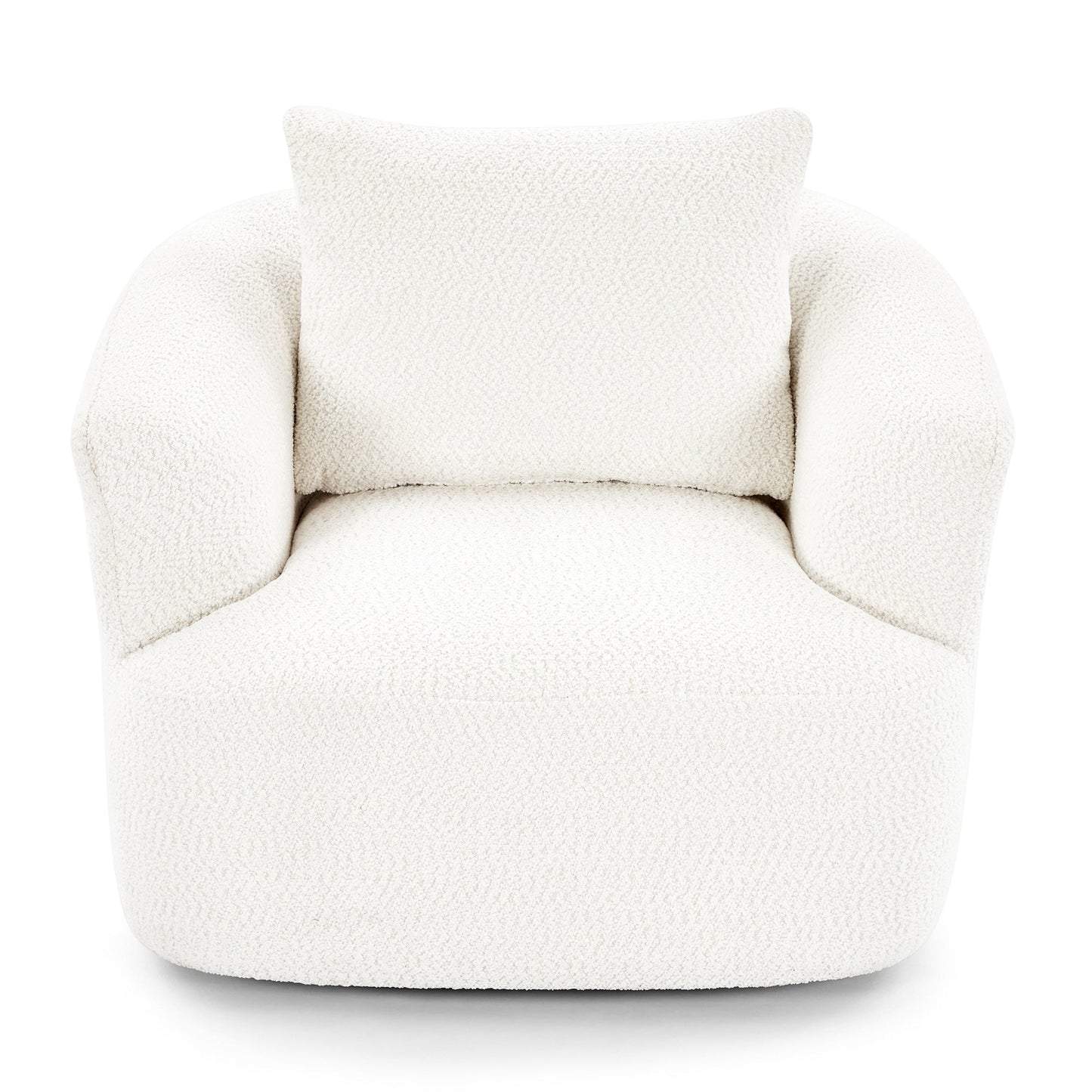 Fauteuil pivotant à 360°, fauteuil d'appoint en bouclette de 38,2 cm avec coussin décoratif, fauteuil-canapé rembourré de forme cylindrique avec accoudoirs incurvés