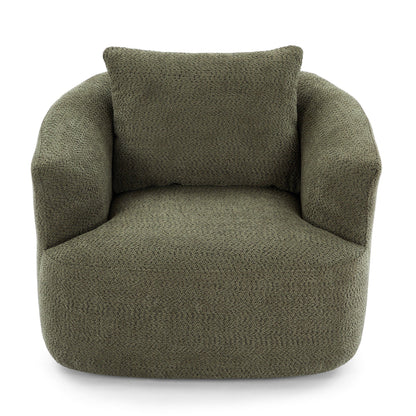 Fauteuil pivotant à 360°, fauteuil d'appoint en bouclette de 38,2 cm avec coussin décoratif, fauteuil-canapé rembourré de forme cylindrique avec accoudoirs incurvés