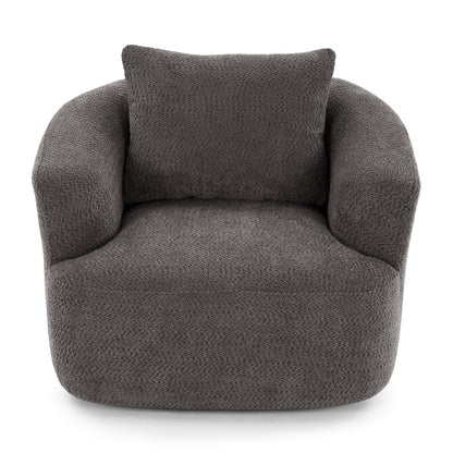 Fauteuil pivotant à 360°, fauteuil d'appoint en bouclette de 38,2 cm avec coussin décoratif, fauteuil-canapé rembourré de forme cylindrique avec accoudoirs incurvés