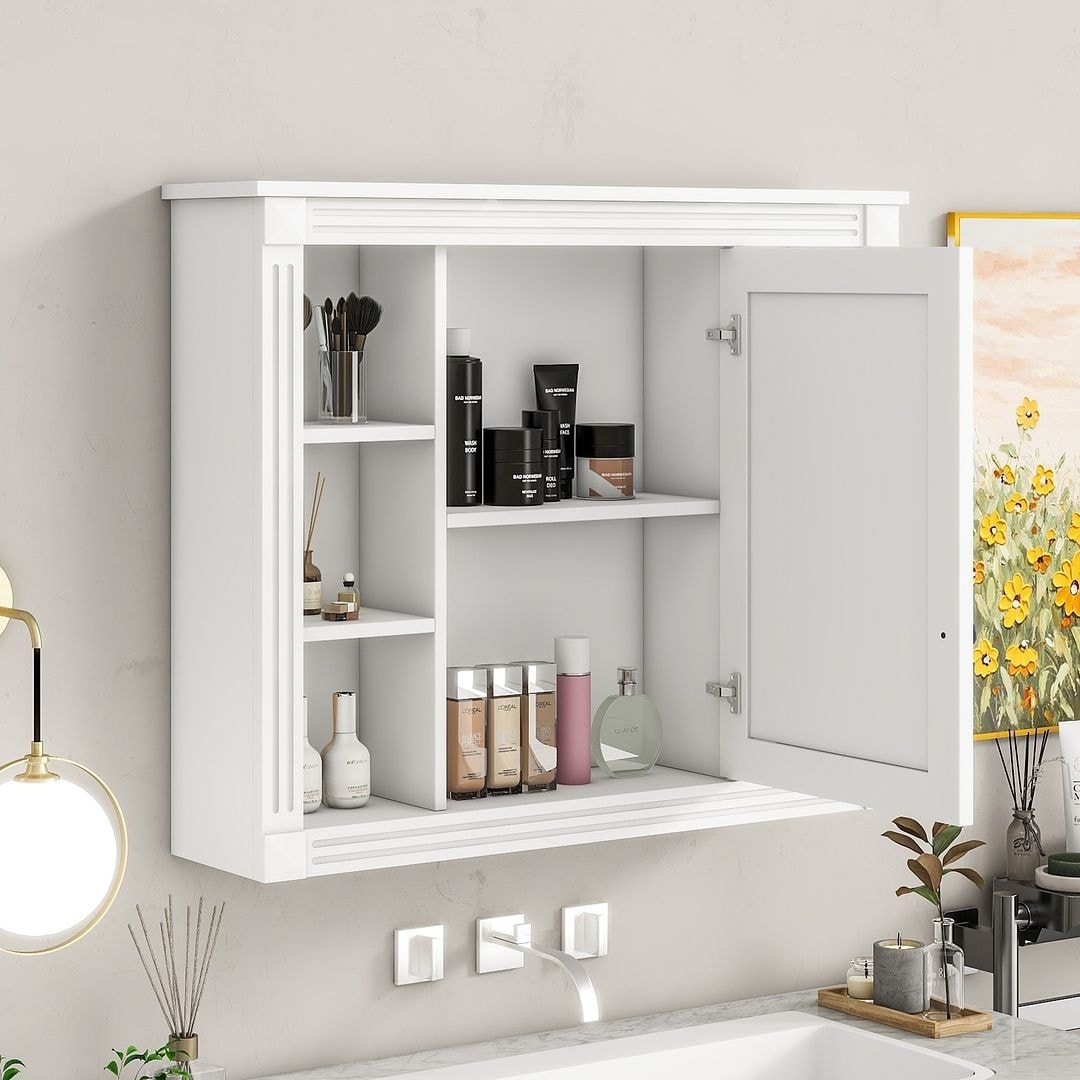 Meuble-lavabo moderne de 91 cm (36 po) avec vasque et armoire à miroir, 2 portes et 2 tiroirs