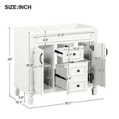 Meuble-lavabo moderne de 91 cm (36 po) avec vasque et armoire à miroir, 2 portes et 2 tiroirs