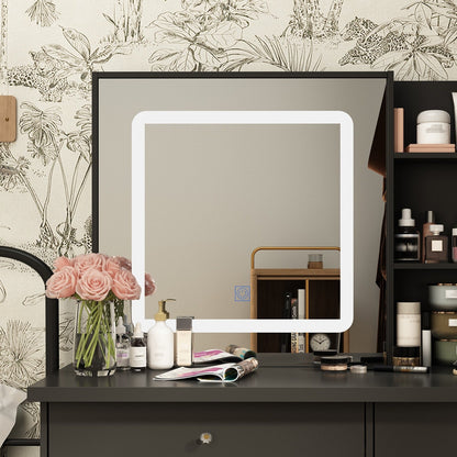 Ensemble coiffeuse de 100 cm de large avec tabouret et miroir.