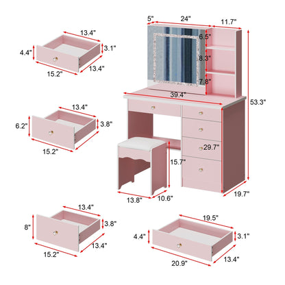 Ensemble coiffeuse de 100 cm de large avec tabouret et miroir