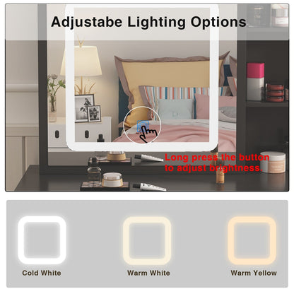 Ensemble coiffeuse de 100 cm de large avec tabouret et miroir