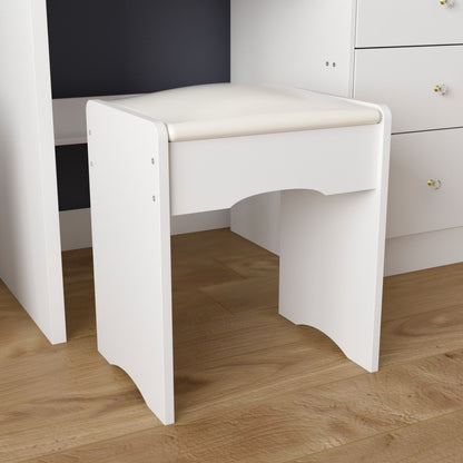 Ensemble coiffeuse de 100 cm de large avec tabouret et miroir.