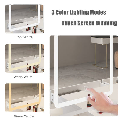 Ensemble coiffeuse de 100 cm de large avec tabouret et miroir