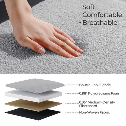 Pouf de rangement en boucle écrue (39,5 cm), en sherpa, avec pieds en bois, idéal pour le salon ou la chambre.