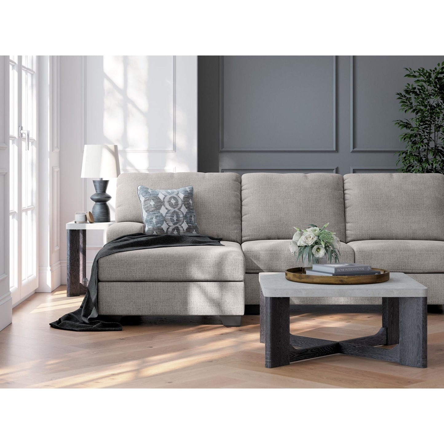 Canapé d'angle 3 pièces exclusif Rodington avec double méridienne