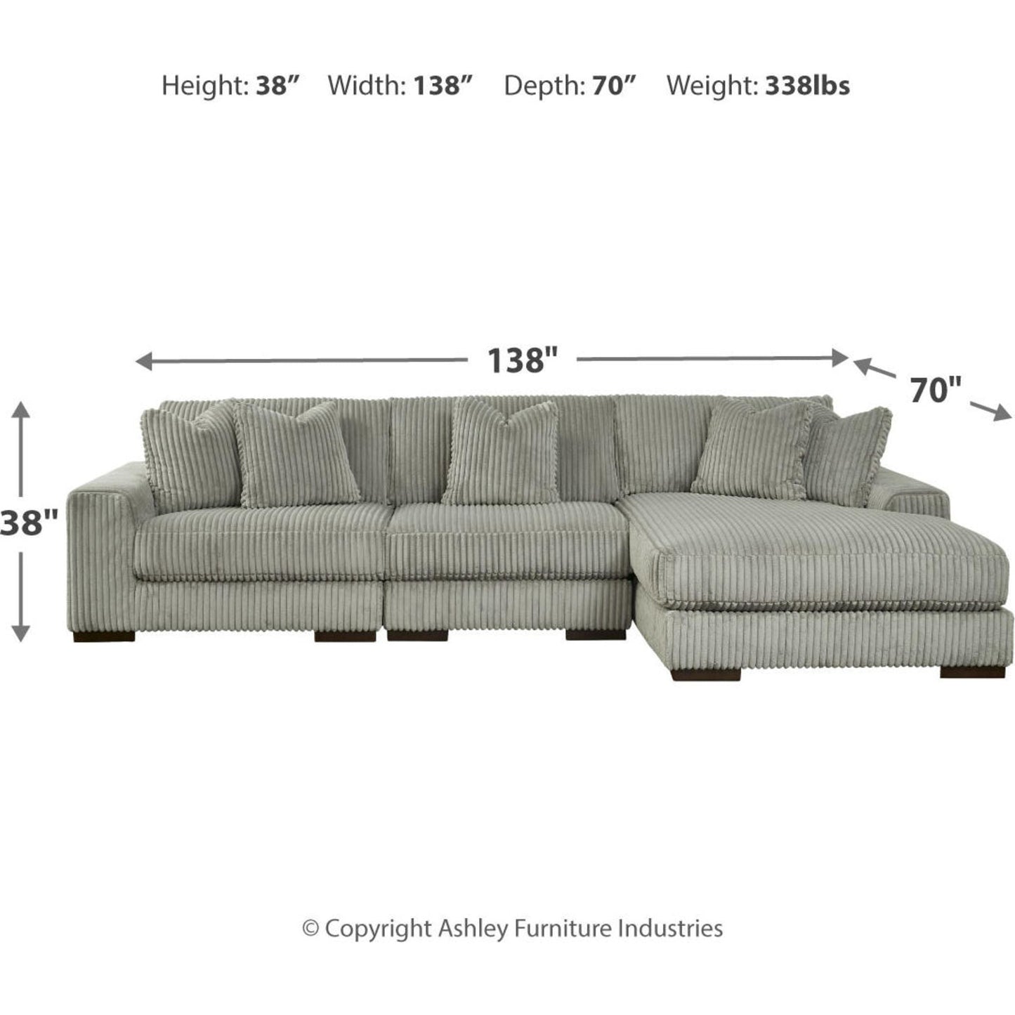 Canapé d'angle Lindyn 3 pièces avec méridienne