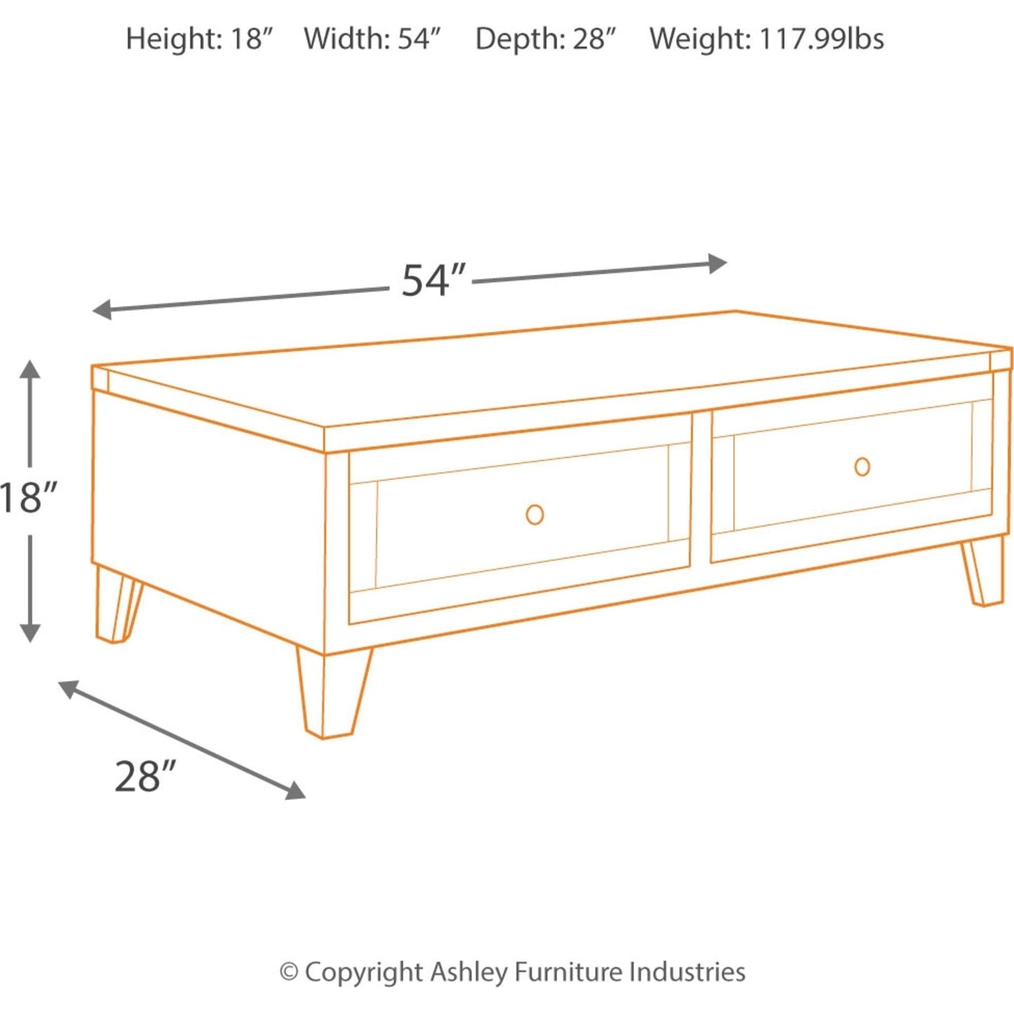 Table basse Chazney avec plateau relevable