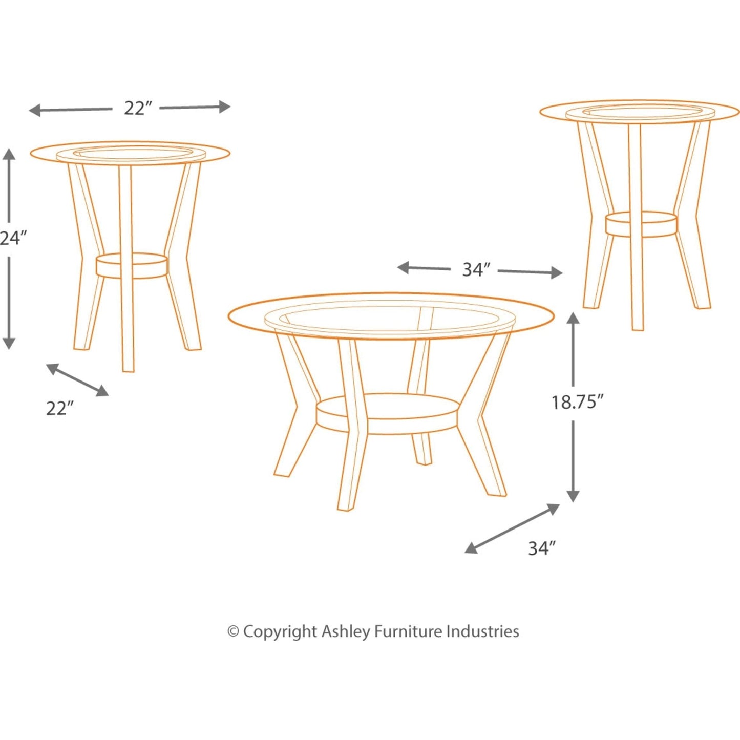 Ensemble de tables d'appoint Fantell (ensemble de 3)