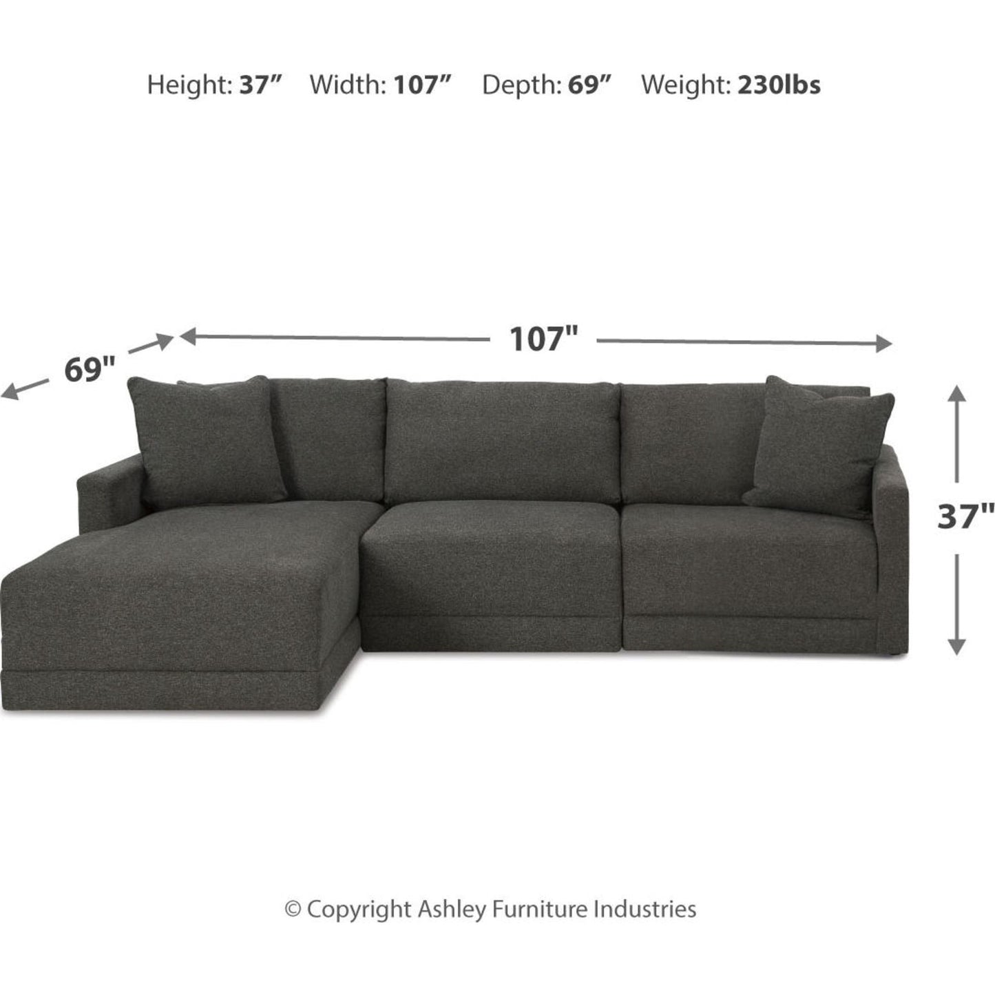 Canapé d'angle modulaire 3 pièces avec méridienne, une exclusivité Evey