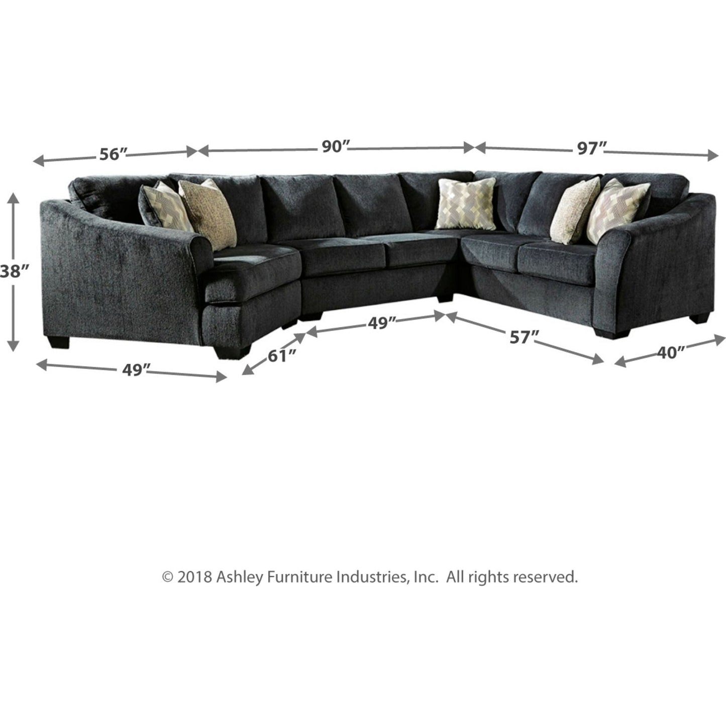 Canapé d'angle Eltmann 3 pièces