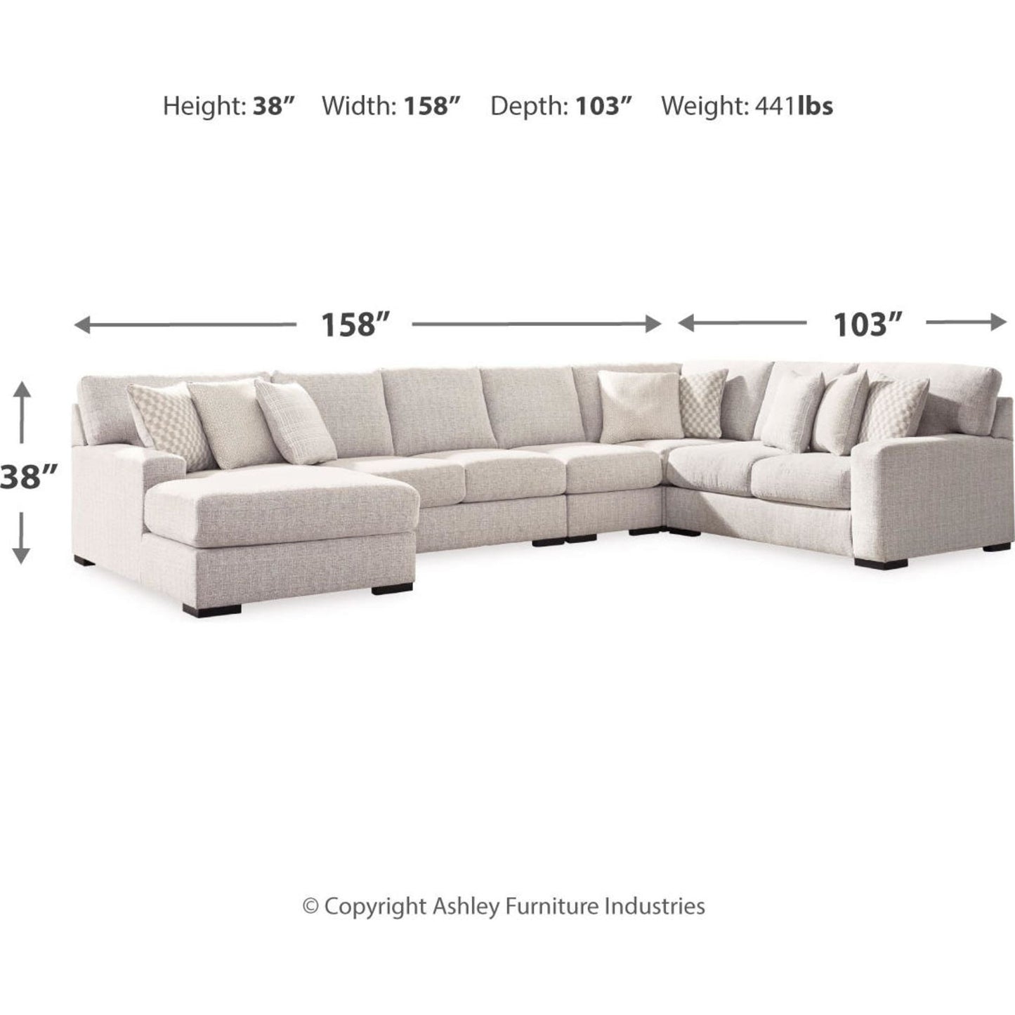 Canapé d'angle 5 pièces exclusif Larce avec méridienne