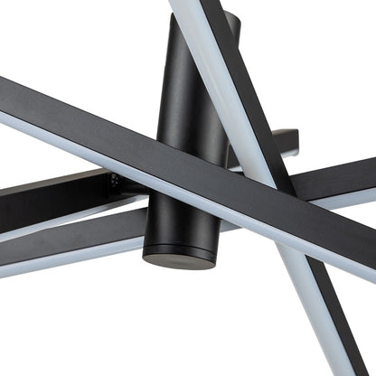 Lustre LED moderne en aluminium noir et or de style Sputnik, suspension linéaire pour salon/salle à manger/cuisine