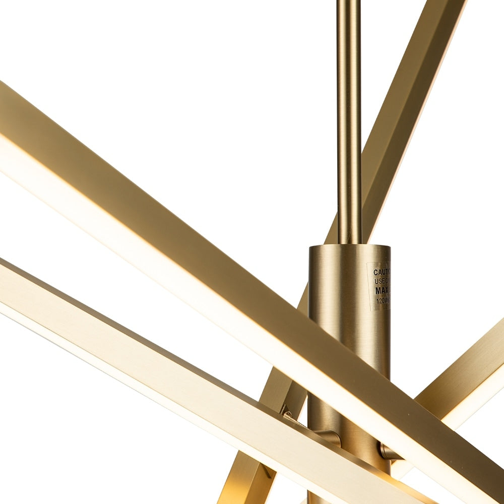 Lustre LED moderne en aluminium noir et or de style Sputnik, suspension linéaire pour salon/salle à manger/cuisine