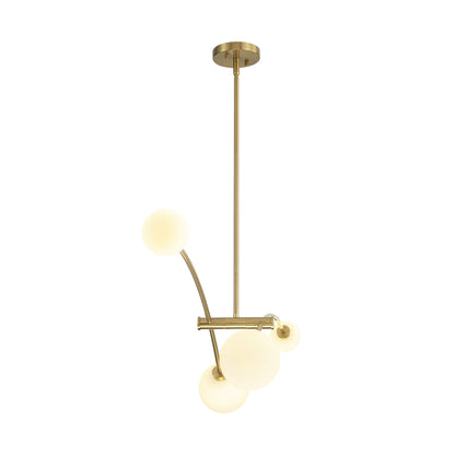 Suspension Sputnik linéaire moderne dorée à 4 lumières, style épuré, idéale pour îlot central ou salle à manger - 130 cm (L) x 28 cm (P) x 15 cm (H)