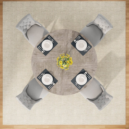 Table de salle à manger ronde de 47 pouces pour 4 personnes, table de cuisine de style campagnard, petite table à manger en bois pour salle à manger ou salon