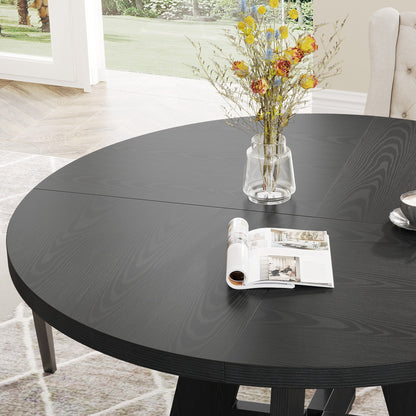 Table de salle à manger ronde de 47 pouces pour 4 personnes, table de cuisine de style campagnard, petite table à manger en bois pour salle à manger ou salon