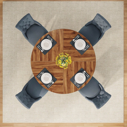 Table de salle à manger ronde de 47 pouces pour 4 personnes, table de cuisine de style campagnard, petite table à manger en bois pour salle à manger ou salon
