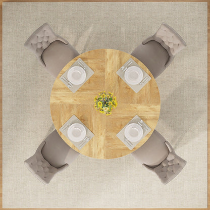 Table de salle à manger ronde de 47 pouces pour 4 personnes, table de cuisine de style campagnard, petite table à manger en bois pour salle à manger ou salon