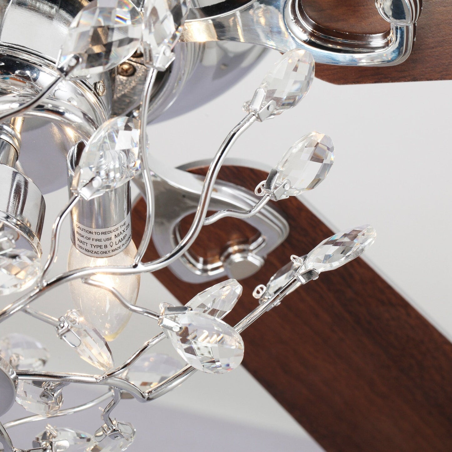 Ventilateur de plafond moderne réversible à 5 pales en cristal de 48 pouces avec télécommande