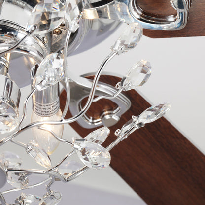 Ventilateur de plafond moderne réversible à 5 pales en cristal de 48 pouces avec télécommande