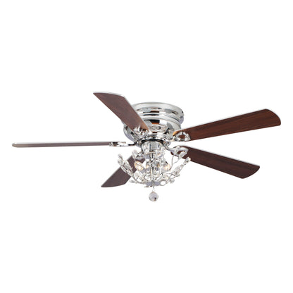 Ventilateur de plafond moderne réversible à 5 pales en cristal de 48 pouces avec télécommande