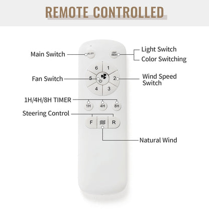 Ventilateur de plafond LED intégré 48 et 52 pouces avec éclairage et télécommande, moteur CC réversible