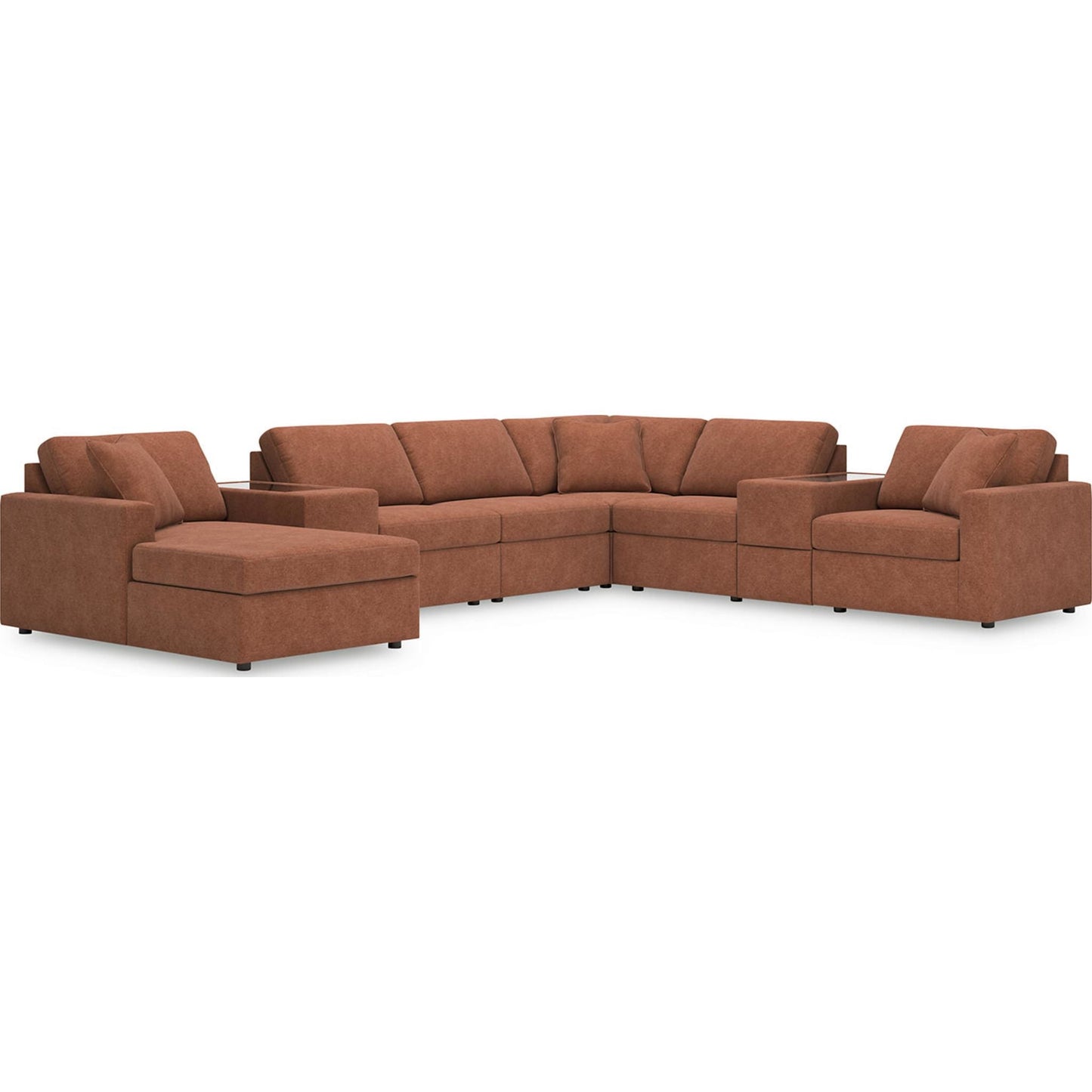 Canapé d'angle modulaire Modmax 8 pièces avec méridienne et consoles de rangement