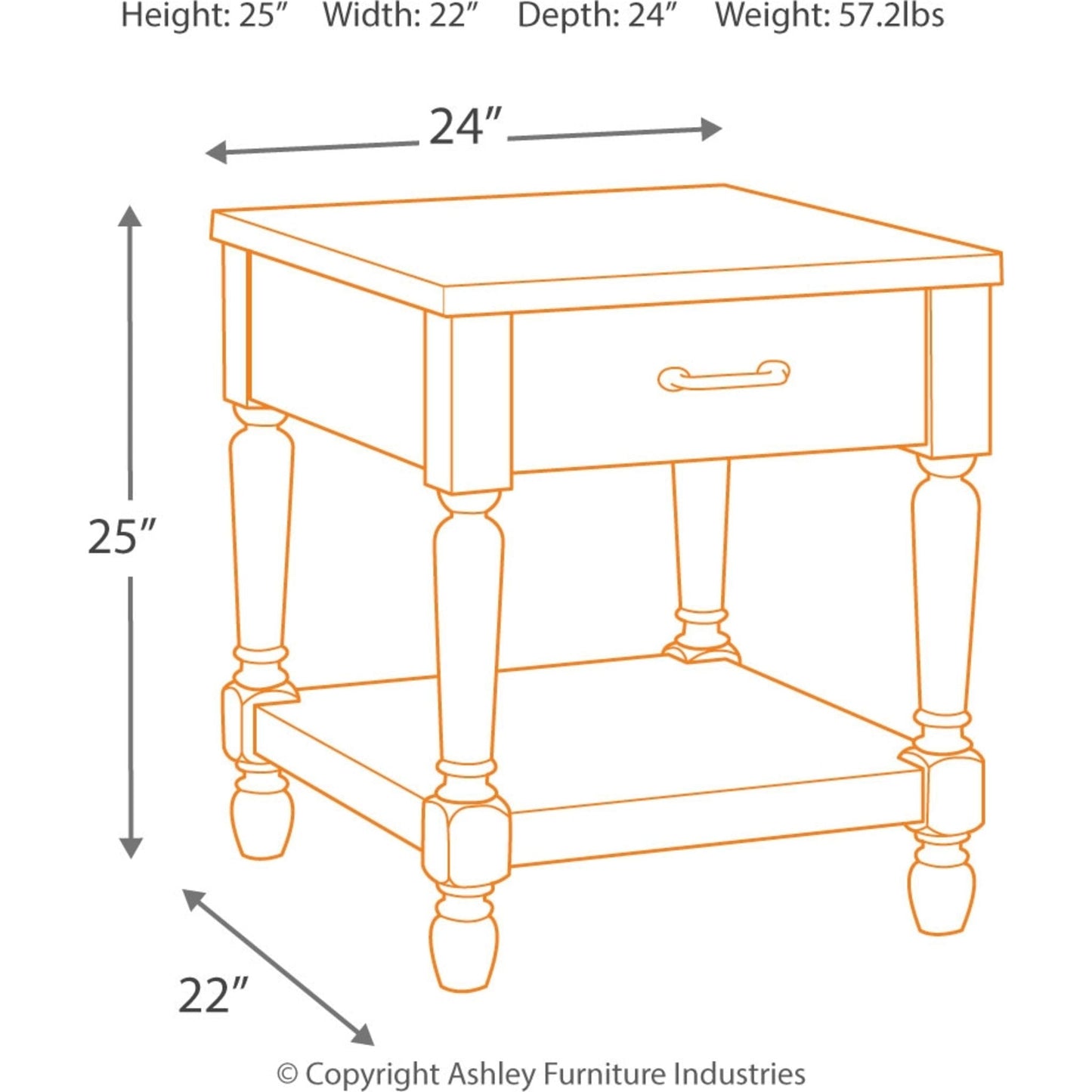 Table d'appoint rectangulaire Shawnalore