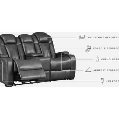 Canapé inclinable électrique Turbulence avec console et appui-tête réglable