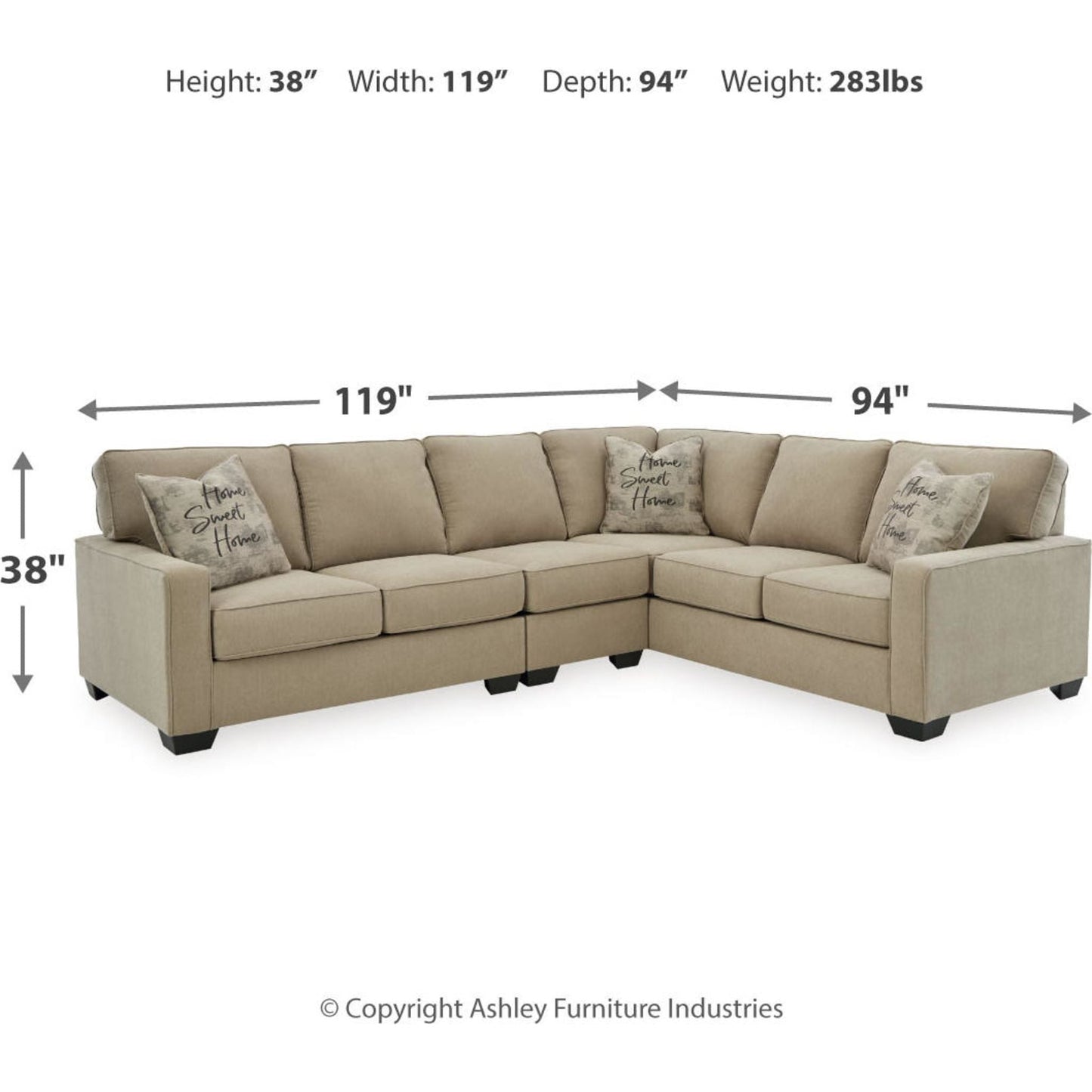 Canapé d'angle Lucina 3 pièces