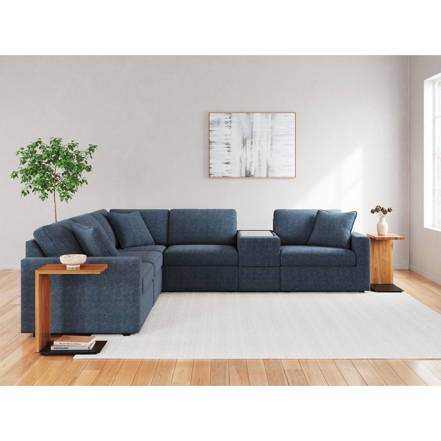 Canapé d'angle modulaire Modmax 6 pièces avec console de rangement