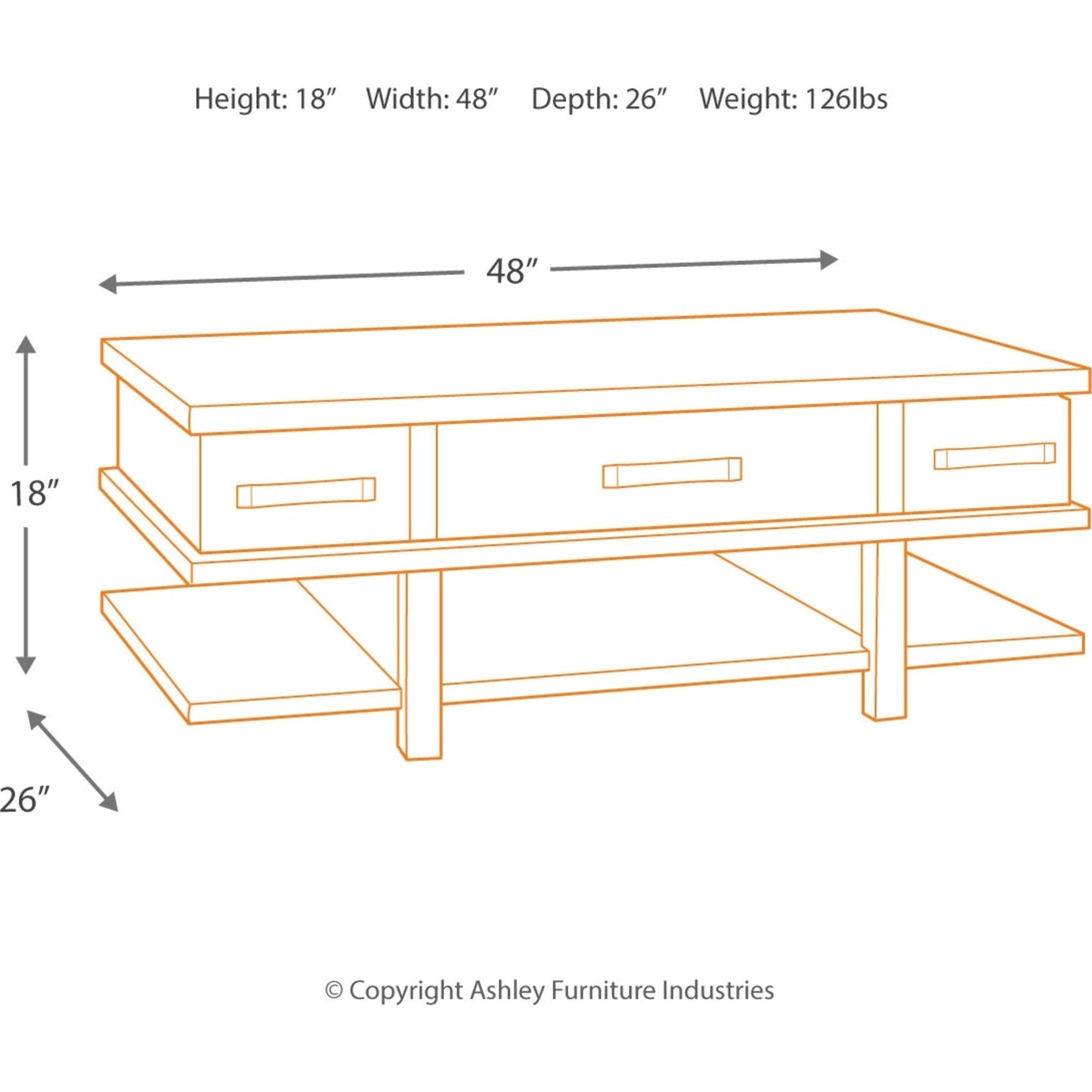 Table basse Stanah avec plateau relevable