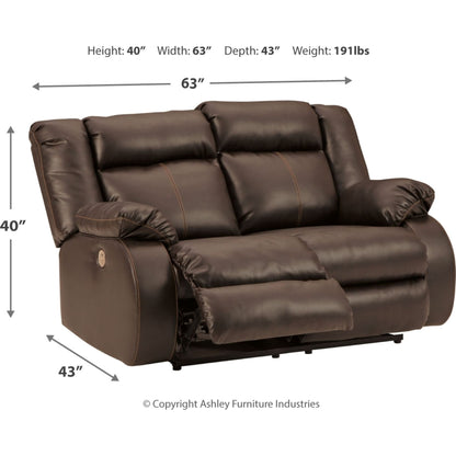 Canapé inclinable deux places Denoron avec alimentation électrique