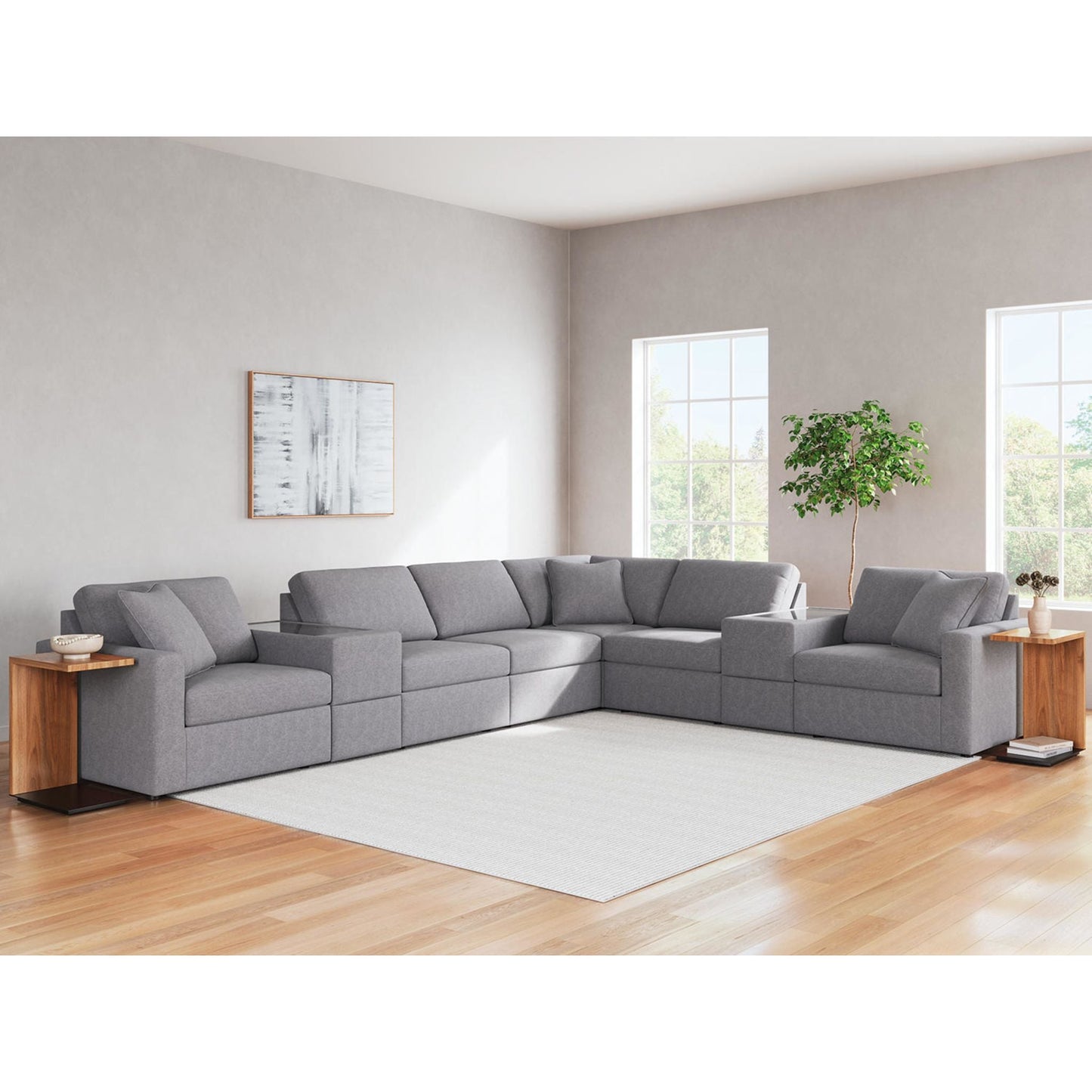 Canapé d'angle modulaire Modmax 8 pièces avec consoles de rangement