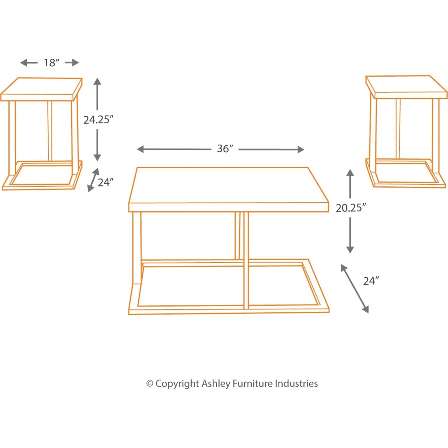 Ensemble de tables d'appoint Airdon (ensemble de 3)