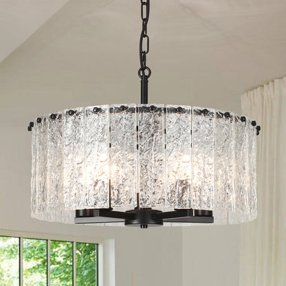 Lustre moderne rond à 5 lumières, style tambour, semi-encastré classique, suspension pour îlot de cuisine ou salle à manger