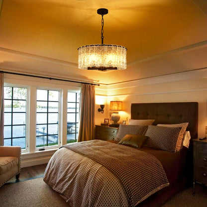 Lustre moderne rond à 5 lumières, style tambour, semi-encastré classique, suspension pour îlot de cuisine ou salle à manger