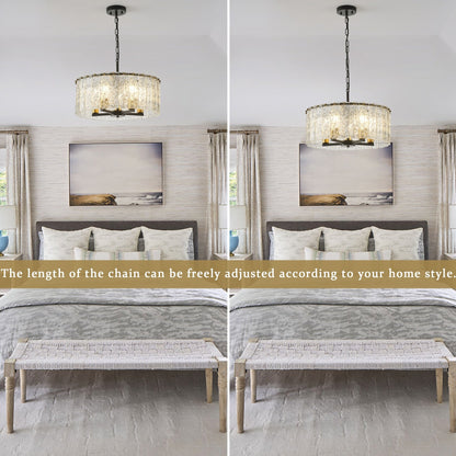 Lustre moderne rond à 5 lumières, style tambour, semi-encastré classique, suspension pour îlot de cuisine ou salle à manger